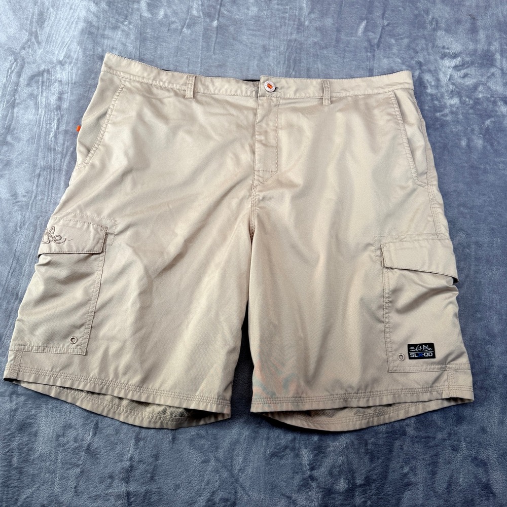 Salt Life Vapor Stretch Cargo Shorts Mens Size 42 SLX-QD Tan Khaki Fishing